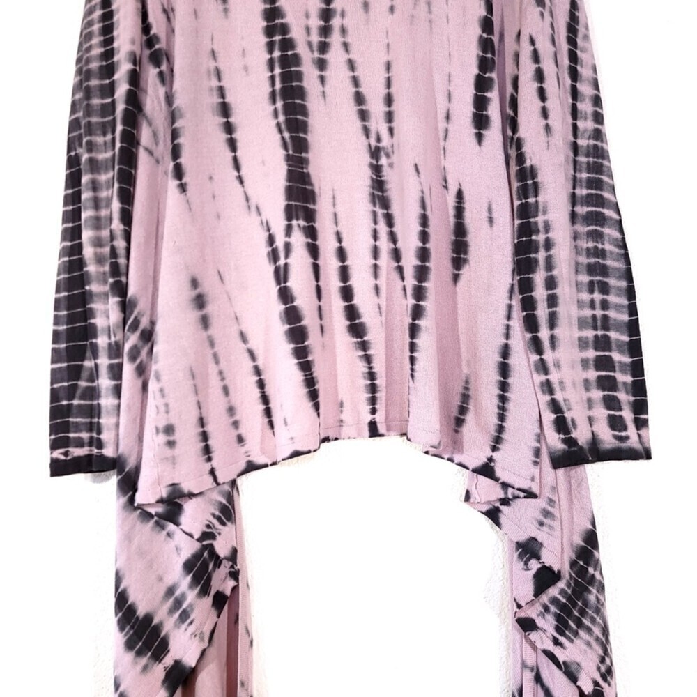 SOFT SURROUNDINGS Waterfall Open Front Hi-Low Cardigan Sweater in Pink Tie Dye - Picture 8 of 8